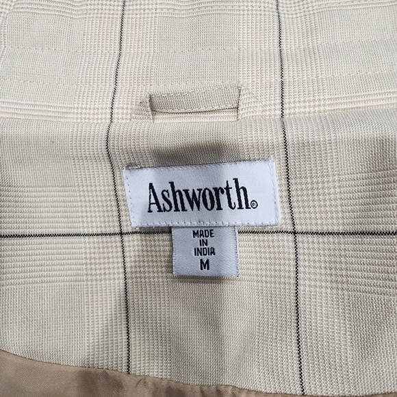Ashworth Plaid Vest Lined Beige With Two Pockets and Closures, Size Medium - Picture 5 of 10